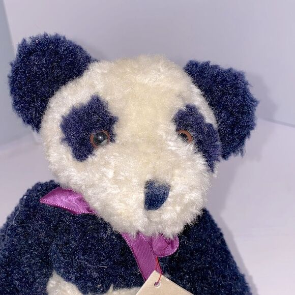Vintage Boyds Bear Ogden Jointed Plush Panda Bear with Purple Bow 1985-1996 - Picture 3 of 13